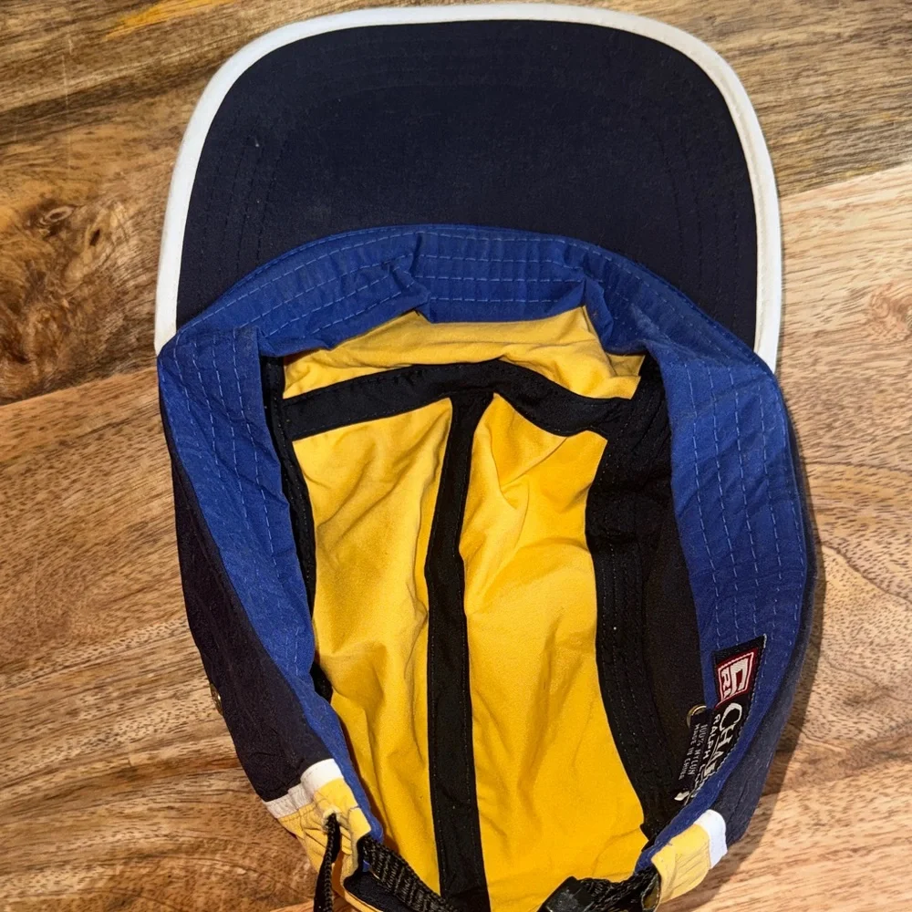 Chaps Ralph Lauren 90’s Y2K Yellow & Navy color block skater/biking hat - Picture 7 of 9